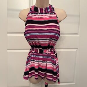 Striped Tie Waist Sleeveless Top 10/12 NWOT